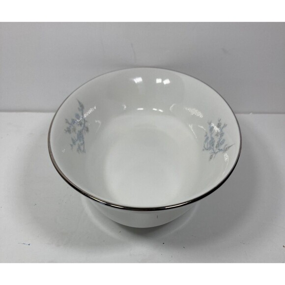 OXFORD China Twilight Dell White Silver Blue White Floral 7 x 10" Oval Bowl - Picture 3 of 5